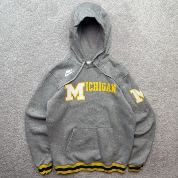 Nike Other - Nike Michigan Wolverines Mens M Gray Pullover Hoodie Big M NCAA College